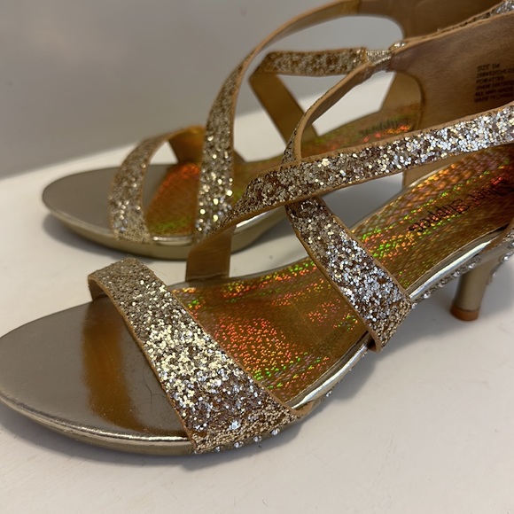 Gold glitter heels with rhinestones - Picture 5 of 5